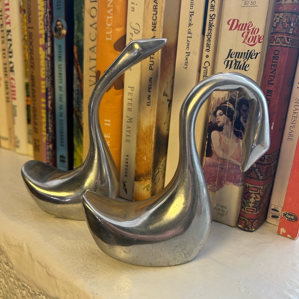 Vintage Silver Swan Paper Weight Decor